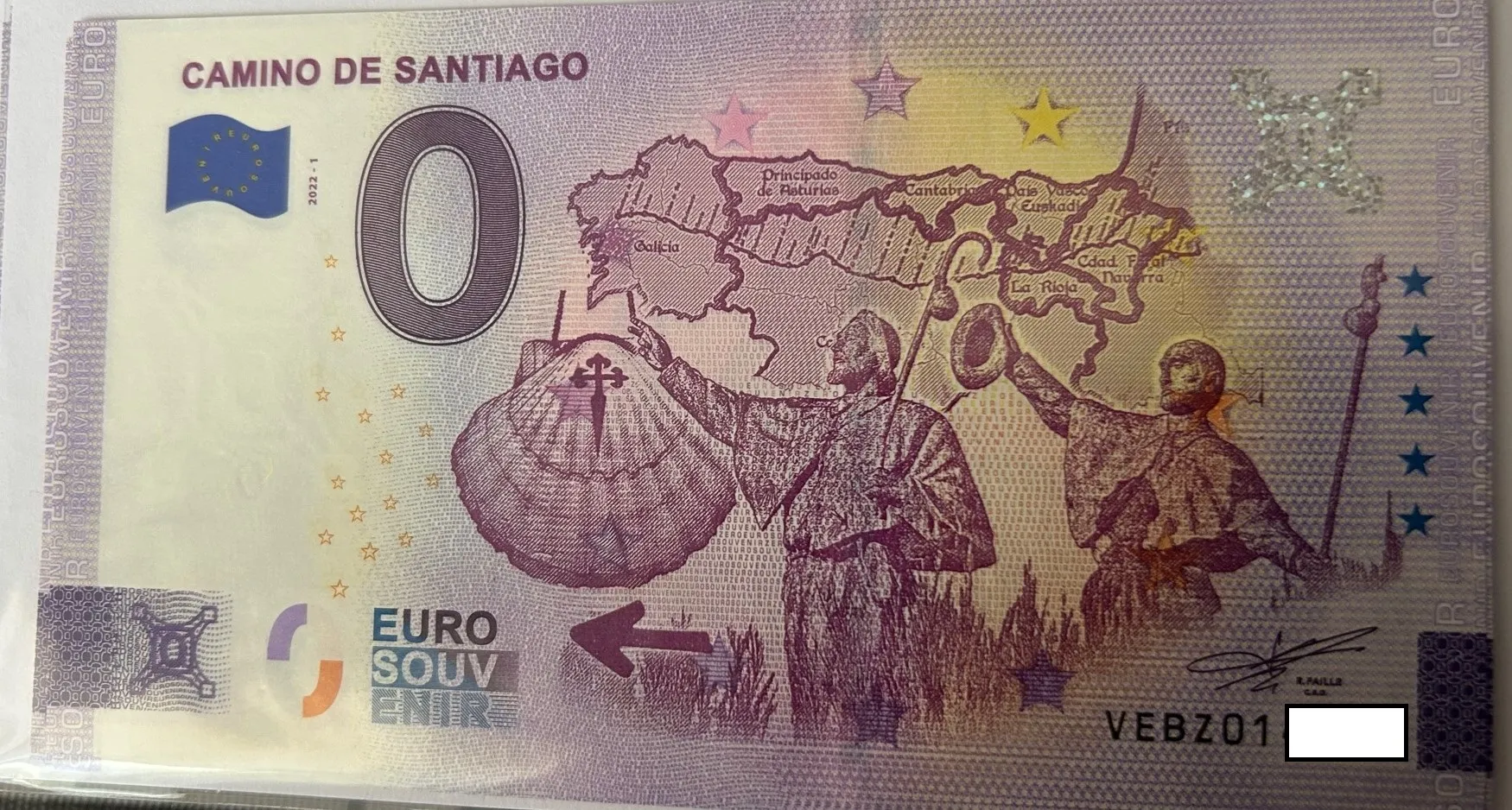 BILLETE 0 EURO ESPAÑA VEBZ 2022-1 CAMINO DE SANTIAGO